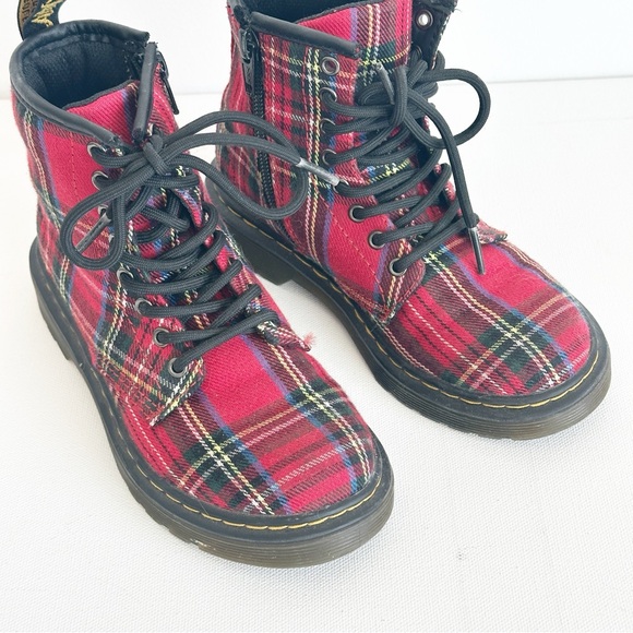 Dr. Martens Boots YOUTH 1460 Tartan  Red Plaid Kids Size 12 US - Picture 2 of 13